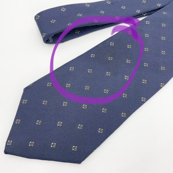 Vintage Christian Dior Silk Tie Navy Floral - Picture 5 of 8